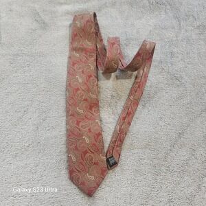 Peacock, 100% silk,  handmade, Necktie,  red, gold and green paisley print